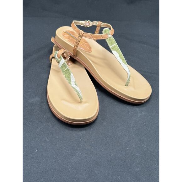 Sam Edelman Shoes - Sam Edelman Women's Naomi Buckle Thong Slingback Sandals Sz 9 Green Tan Summer